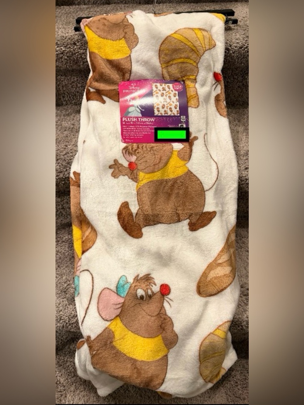 Disney Cinderella Gus Gus Mouse Plush Throw Blanket